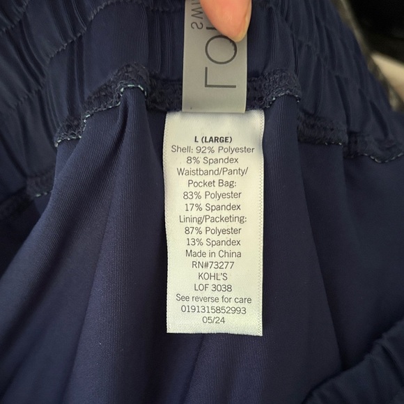 Kohl's Women's Swim Shorts - Navy and Green Pattern - Picture 6 of 6